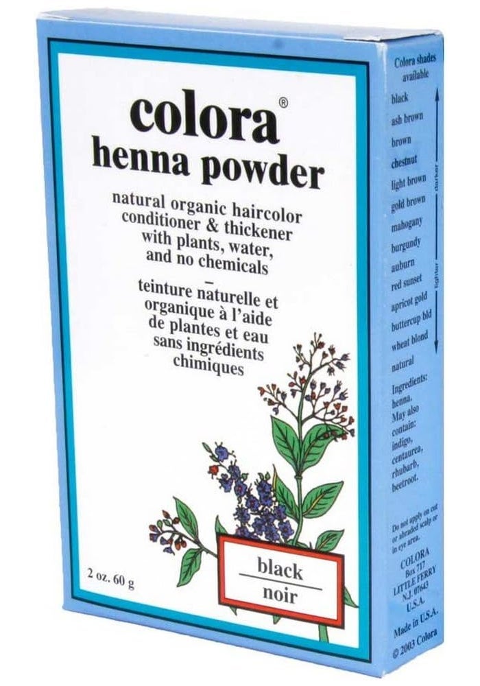 Colora Henna Powder Black - Natural Organic Hair Color and Conditioner, 2 oz
